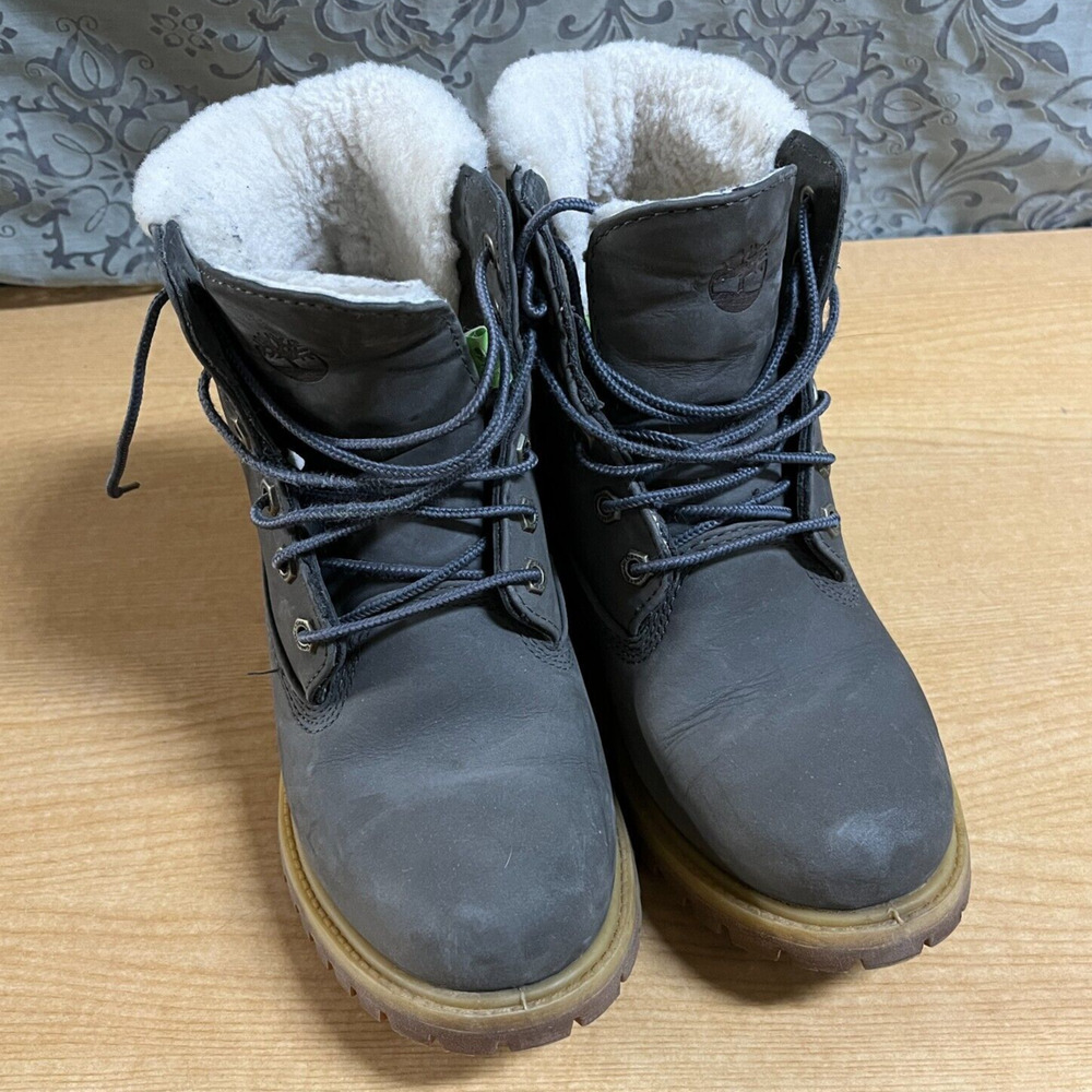 TIMBERLAND premium shearlin tornado grey charcoal fluffy boots waterproof 7W